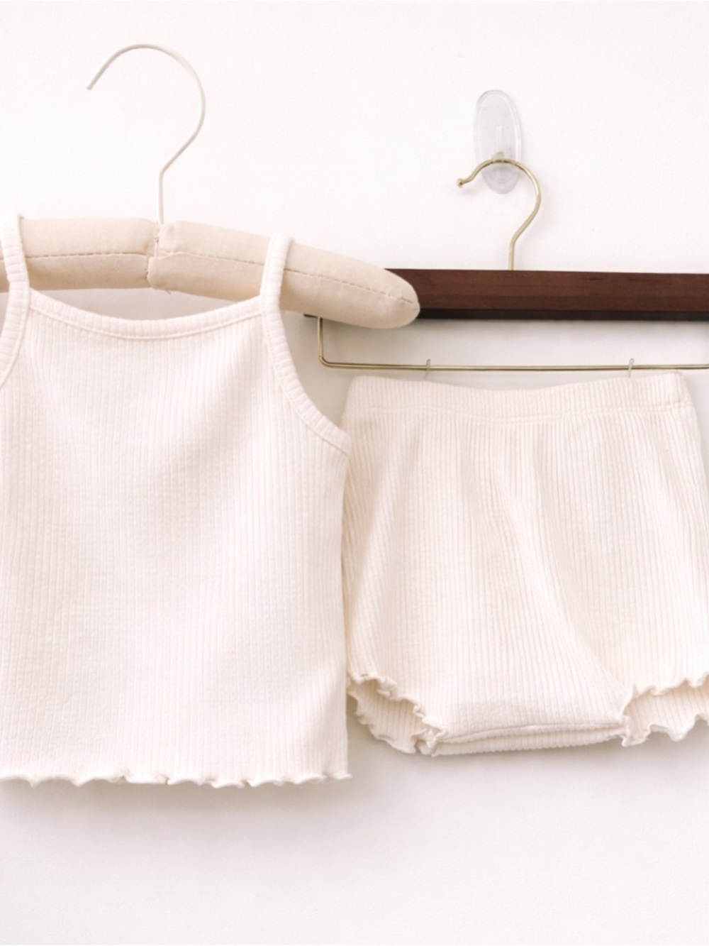 Old Navy Ribbed Tank & Lounge Shorts Set in Cream